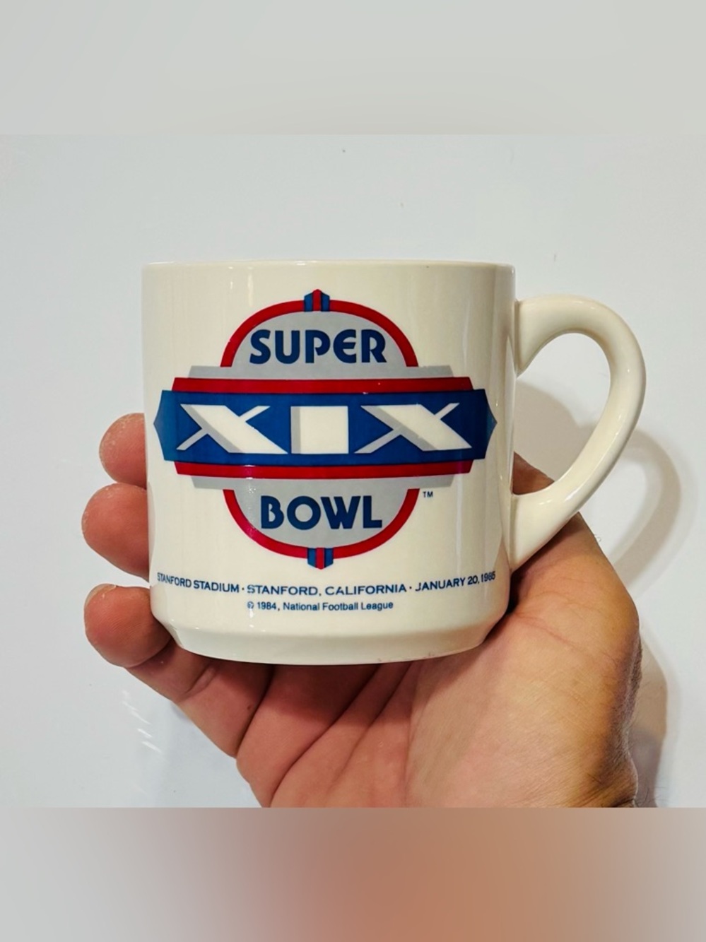 Vintage Super Bowl XIX (19) mug Stanford California 1985 Dolphins vs. 49er's